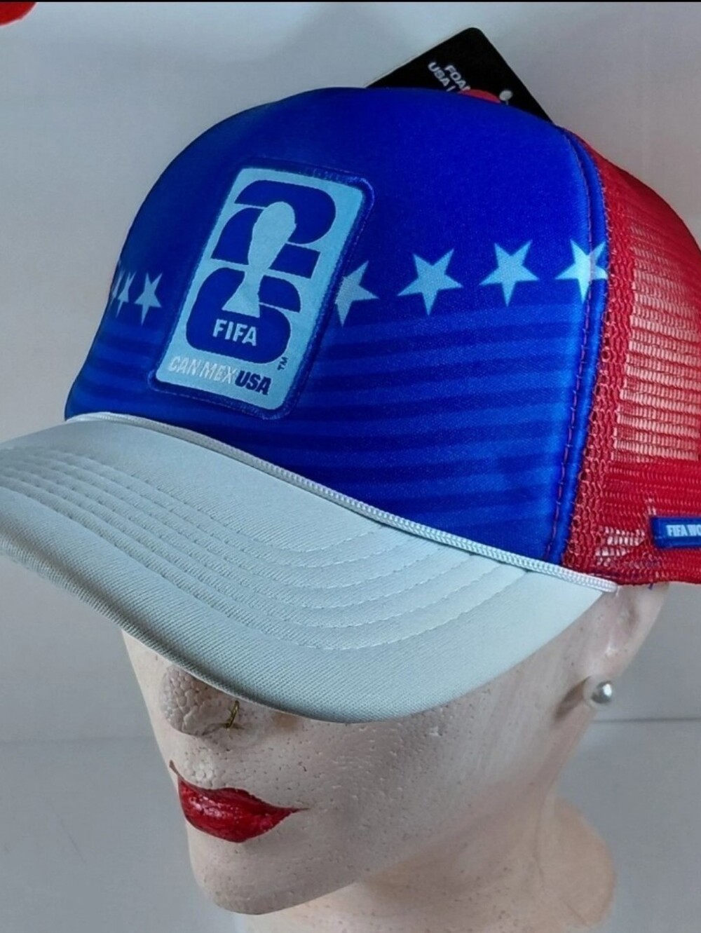 Fifa 2026 Can Mex USA Blue & White Trucker Hat NWT